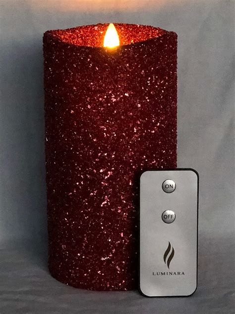 Luminara Realistic Artificial Flame Glitter Pillar Candle X Inch