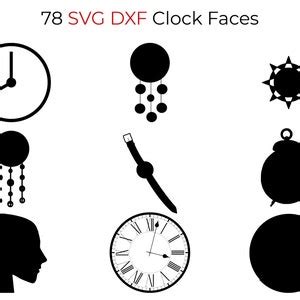 Svg Dxf Wall Clocks Faces File Bundle For Laser Cutting Machine Wood