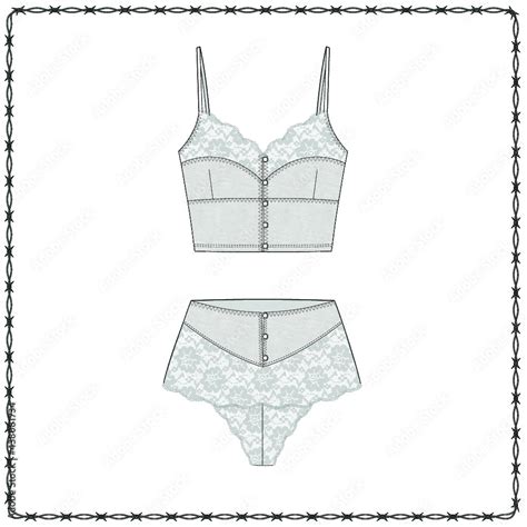 Women S Lingerie Editable Fashion Flat Sketch For Creating New Designs