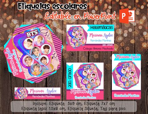 Etiquetas Escolares Editables Powerpoint Etiquetas Escolares Bts Para