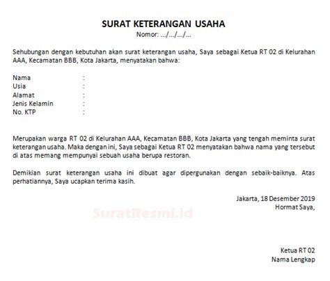 Detail Surat Keterangan Umkm Koleksi Nomer