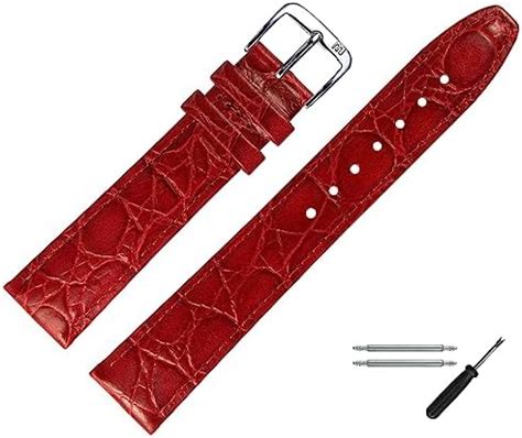 Marburger Uhrenarmband Mm Leder Gruen Kroko Caiman Pr Gung Mit Naht