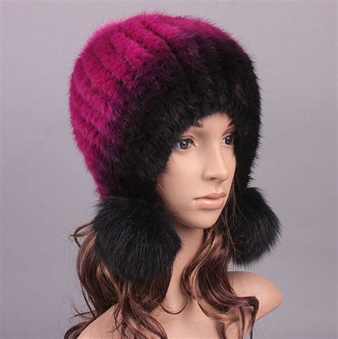 Buy Wholesale Unique Real Mink Fur Hat With Fox Fur Balls Women Winter