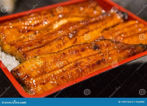 Unagi Donburi Unadon Japanese Eel Grilled Served With Rice In A Bowl