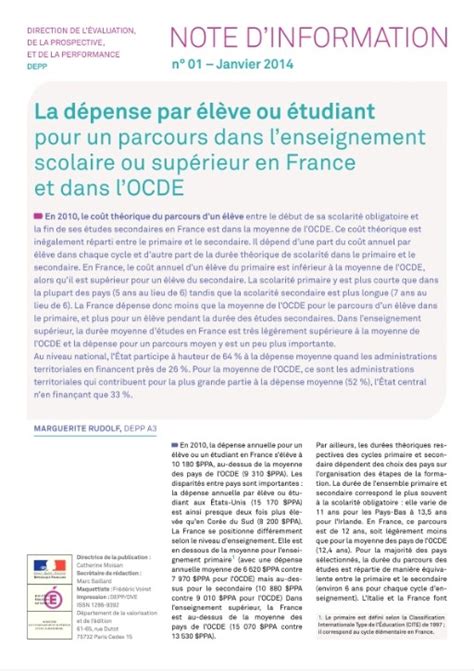 La dépense par élève ou étudiant pour un parcours dans l enseignement