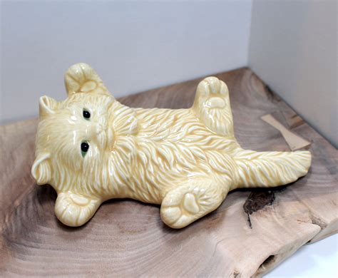 Vintage Handpainted Ceramic Playful Cat Figurine Etsy