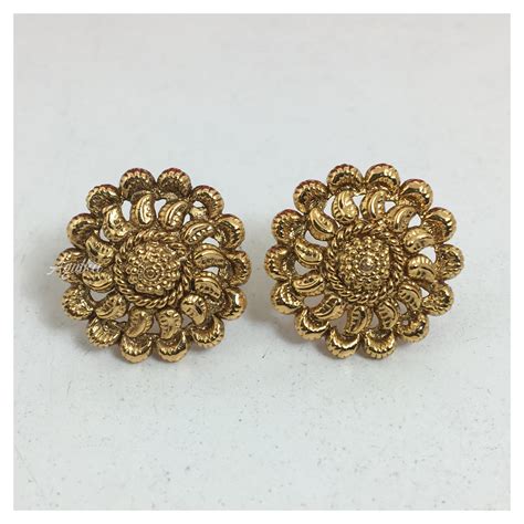 India Gold Earrings Indian Stud Earrings Temple Earrings South Etsy