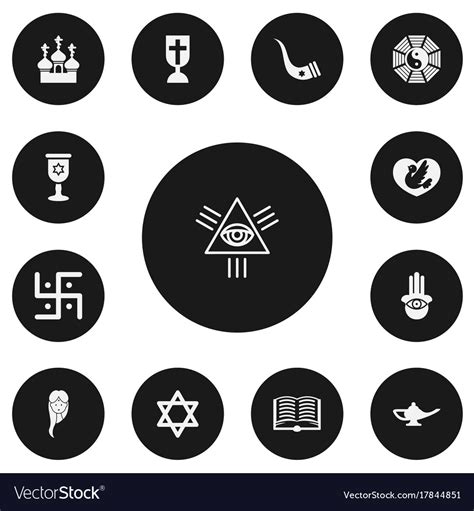 Set of 13 editable faith icons includes symbols Vector Image