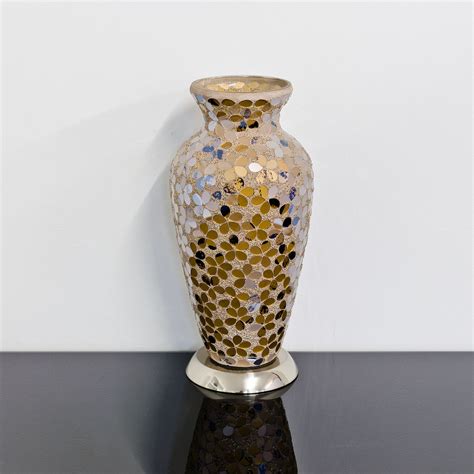 Autumn Flower Medium Mosaic Glass Vase Lamp