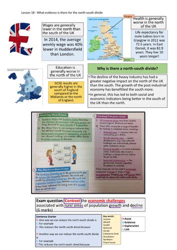 North South Divide Of England Ks4 Key Stage 4 Gcse Teaching Resources