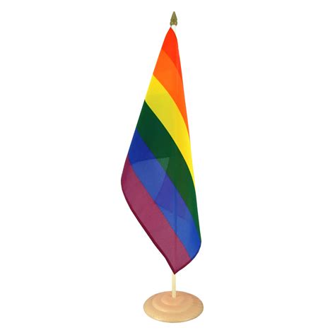 Rainbow Large Table Flag 12x18 Wooden Maxflags Royal Flags