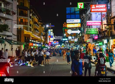 Bangkok Thailand Tourists And Backpackers Visited At Khao San Road