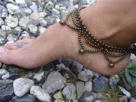 Indian Anklet Gypsy Anklet Brass Bronze Anklet Macrame Boho Etsy