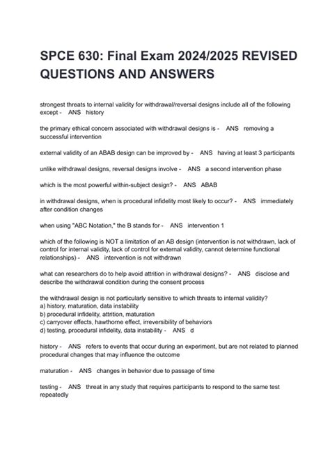 Spce 630 Final Exam