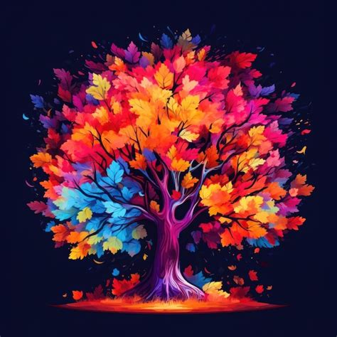 Premium AI Image | Colorful autumn tree with vibrant leaves