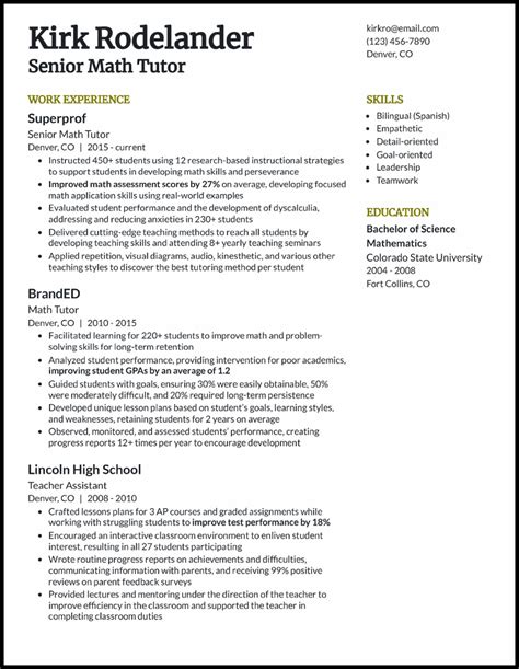 Math Coach Resume Sample