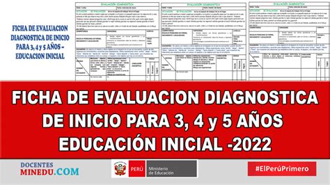 FICHA DE EVALUACION DIAGNOSTICA DE INICIO PARA 3 4 y 5 AÑOS