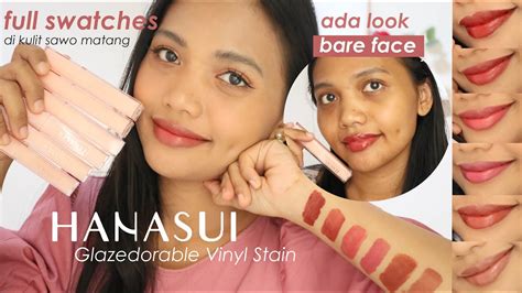 HANASUI GLAZEDORABLE VINYL STAIN Swatches Di Kulit Sawo Matang Dengan