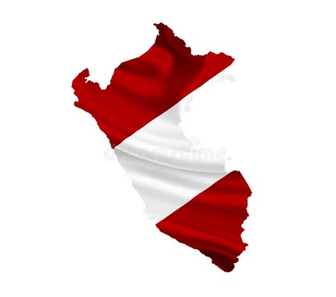 Map Of Peru With Waving Flag Isolated On White Stock Illustration