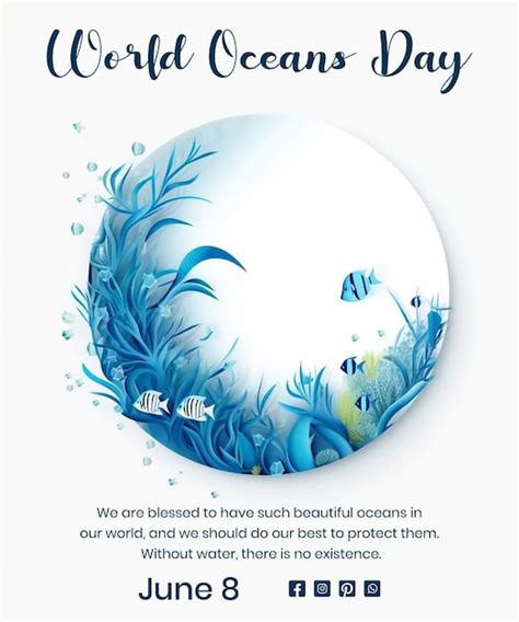 Premium PSD World Oceans Day Concept Circle Decoration With Deep Sea