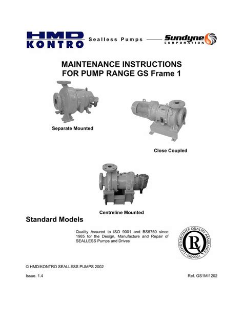 Pdf Maintenance Instructions For Pump Range Gs Frame To Properly