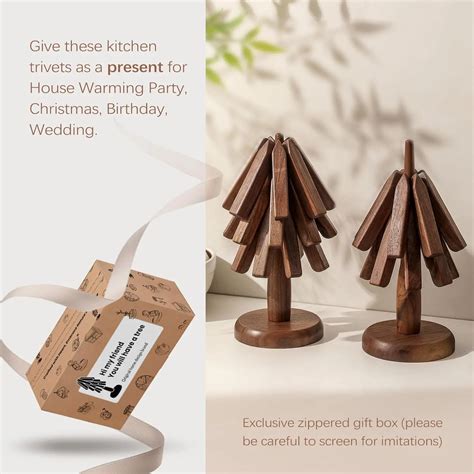 Wooden Trivets For Hot Dishes Tree Shape Trivet Set Coaster For Teapot Hot Pots Black Walnut