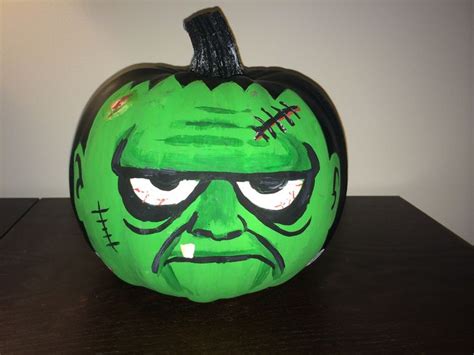 Painted Frankenstein Pumpkin Frankenstein Pumpkin Halloween Pumpkins