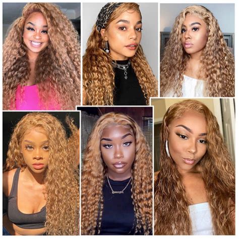 27 Honey Blonde Hair Color Water Wave Lace Front Wig Asteriahair