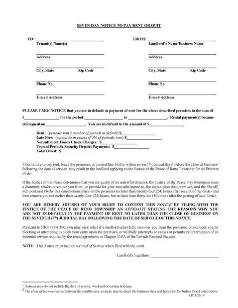 Free Nevada Eviction Notice Templates 8 Pdf Word