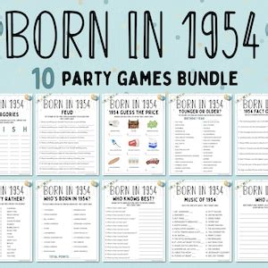 70th Birthday Party Games Bundle Born In 1954 Games 70th Birthday Games