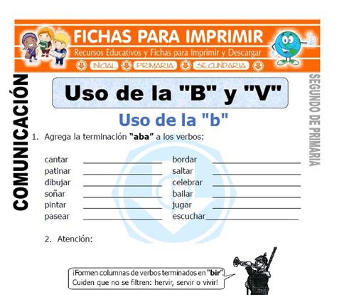 Uso De La B Y V Segundo De Primaria Fichas Para Imprimir