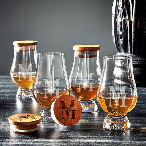 Home Wet Bar Glencairn Whiskey Glasses With Lids Set Of 4 Personalized