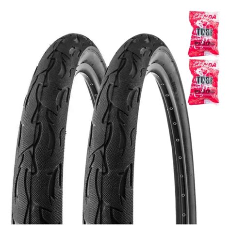 Par Pneu 26 X 2 125 Bike Vee Rubber Flame Balão Câmaras Ar Cor Preto