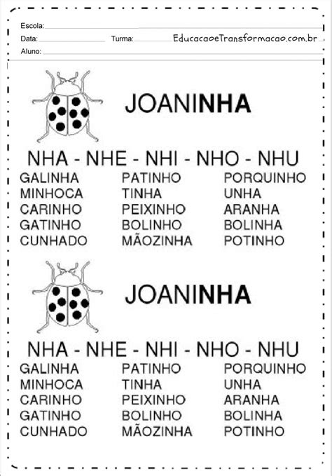 atividades nha nhe nhi nho nhu retoedu