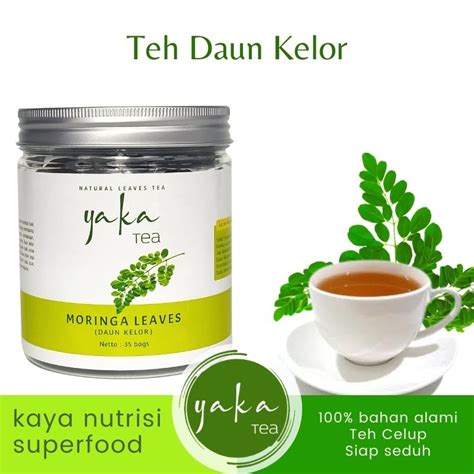 Jual Teh Daun Kelor Yaka Herbal Kemasan Toples Isi 35 Teabag Shopee