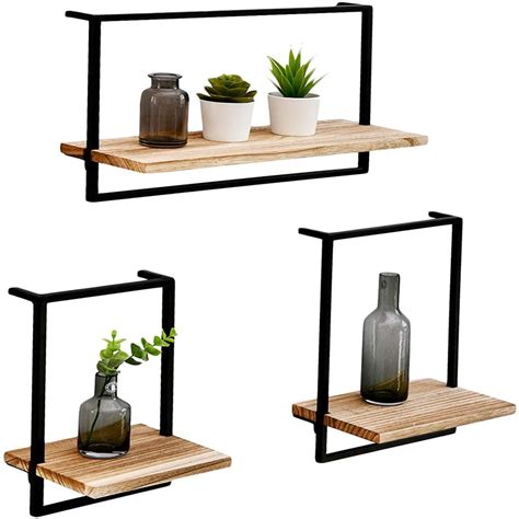 leecrd 5.5” D Modern Wall Mounted Shelves Natural Solid Wood Floating ...