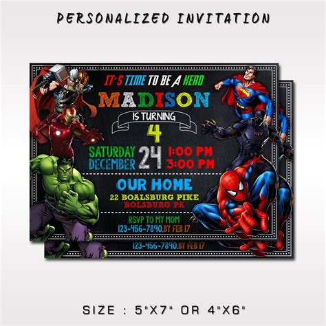 Avengers Birthday Invitations - Etsy