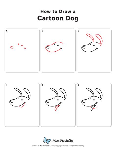 Learn how to draw a cartoon dog step by step. Download a printable ...