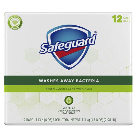 Safeguard Deodorant Bar Soap, White with Aloe 4 oz, 12 Count - Walmart.com