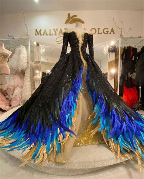 Feathered Dress Peacock Prom Dress Feather Dress Peacock Feather Dress