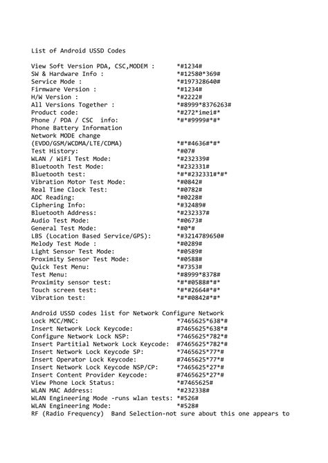 Android Ussd Codes List Pdf Phone Codes Hacking Tools For Android