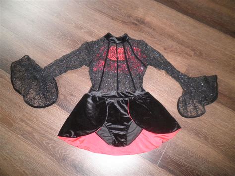 Xsa Preloved Solo Piece Black Red Lace Costume Size Xsa Dance