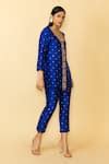 Buy Blue Silk Embroidered Sequin V Neck Embellished Tunic And Pant Set