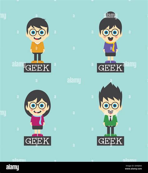 Geek Cartoon Character Set Stock Vector Image Art Alamy