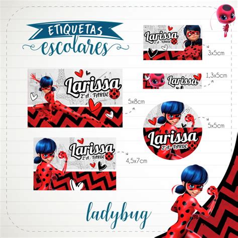 Arquivo Digital Etiqueta Escolar LadyBug Elo7