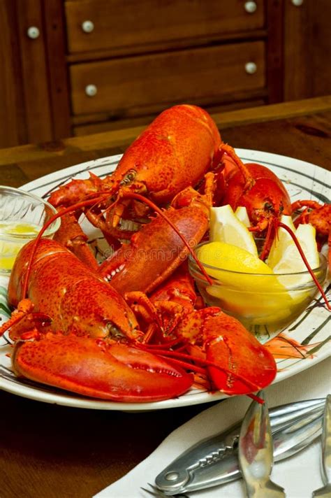 Fresh Cooked Red Lobster on a Serving Platter Stock Photo - Image of ...