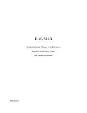 BUS 5113 Unit 5 Written Assignment Docx BUS 5113 Organizational