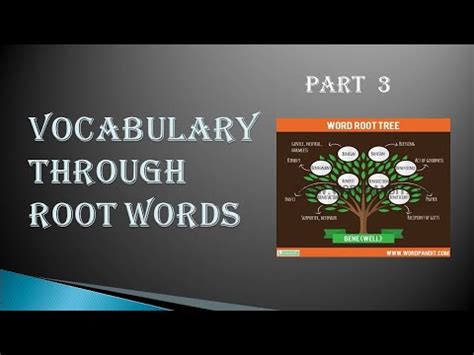 Vocabulary Through Root Word Part Youtube