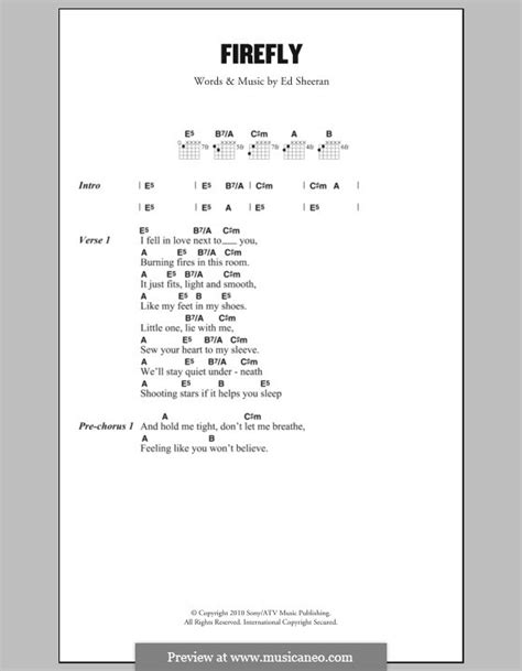 Firefly by E. Sheeran - sheet music on MusicaNeo