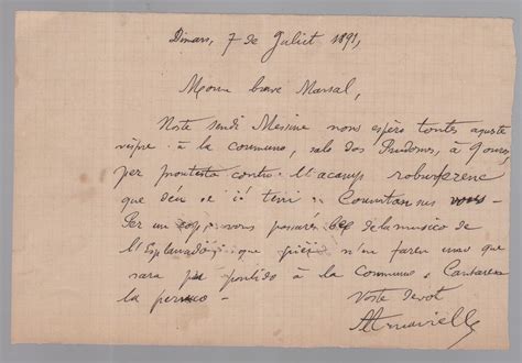 Lettre autographe signée by ARNAVIELLE Albert Signed by Author s